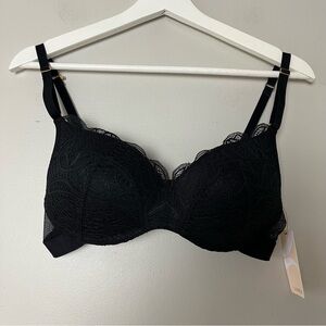 NWT Lively The Lace No-Wire Push Up Bra Black 36B